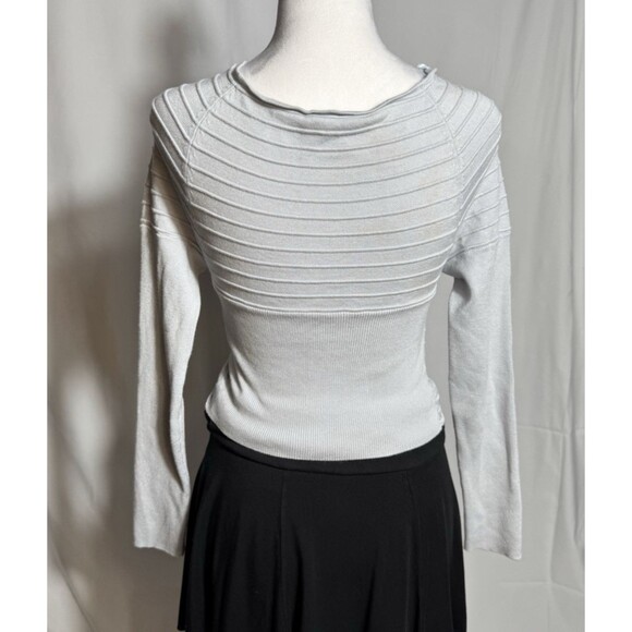 Vintage Guess Cross Front Long Sleeves Rib Knit Wrap Sweater Baby Blue Cropped - Picture 5 of 11